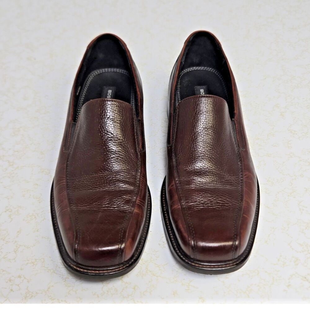 Bostonian First Flex Men's US 11 Brown Leather Slip-On Square Toe Loafers VGC